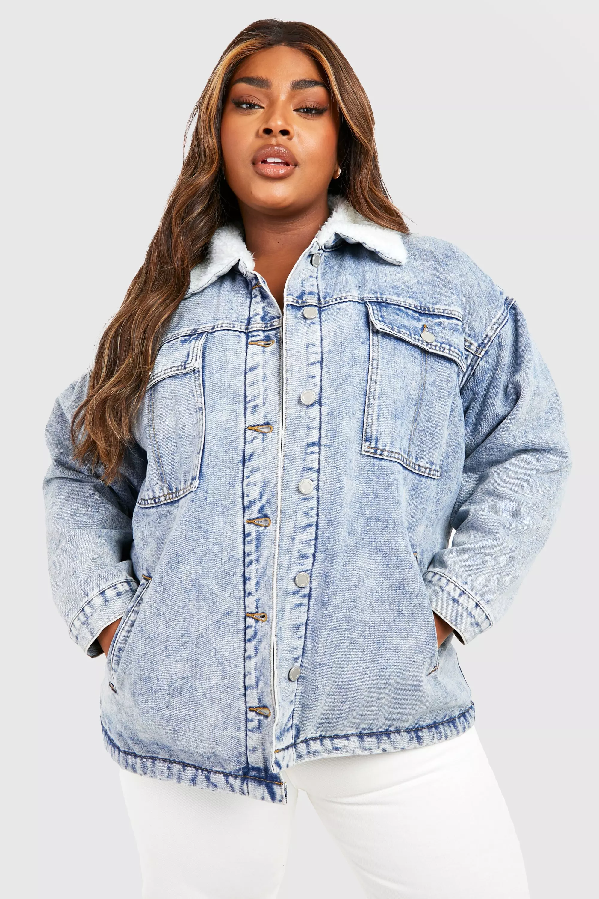 Ladies borg lined denim on sale jacket